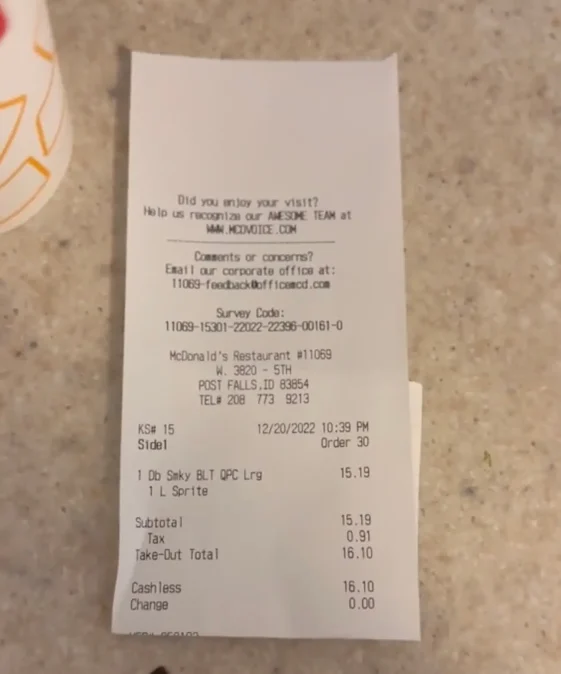 McDonald's bill