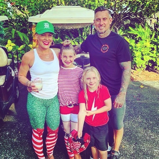 Pink with her family