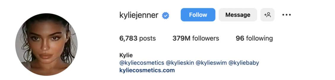 Number of followers of Kylie Jenner on Instagram