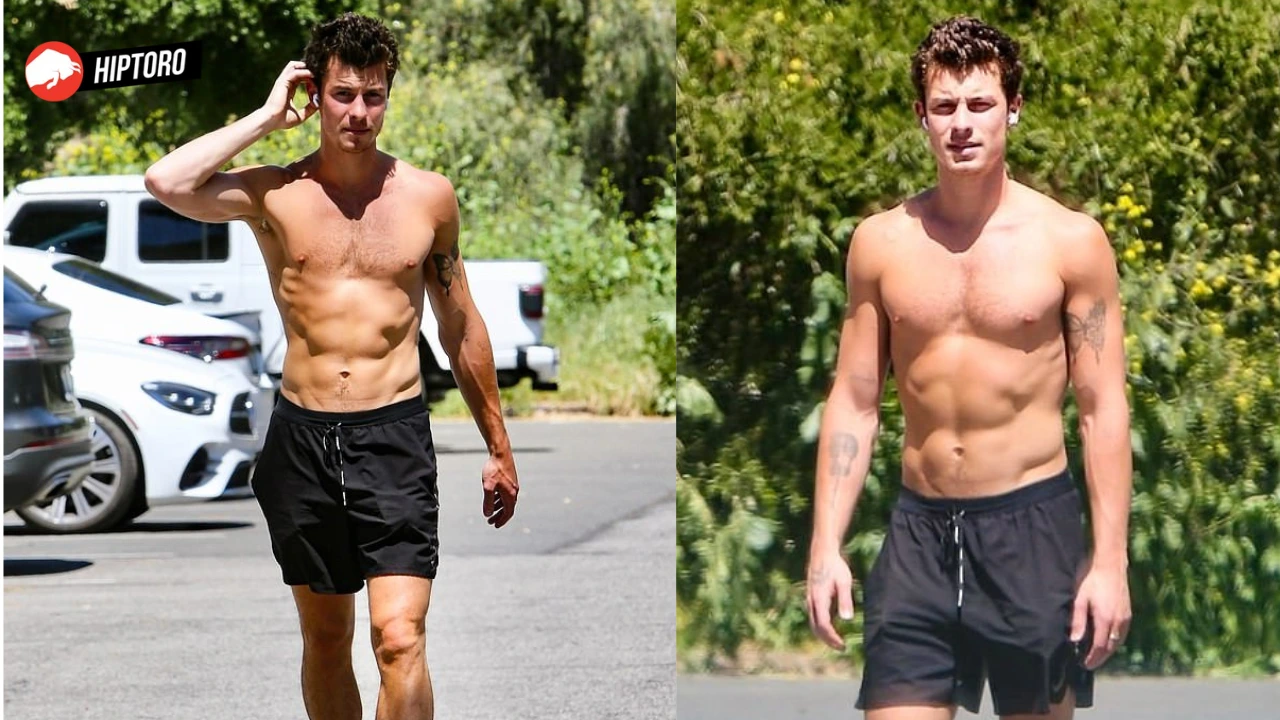 Shawn Mendes flaunts his ripped physique during a shirtless hike in Los Angeles