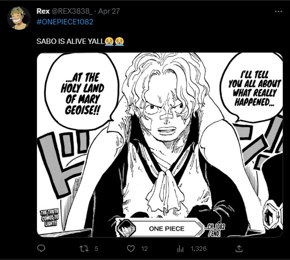 One Piece Chapter 1082 Is Sabo Alive Spoilers and more