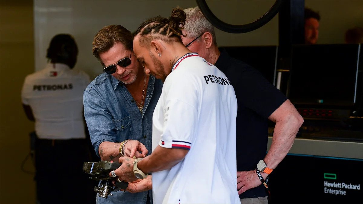 Lewis Hamilton with Brad Pitt