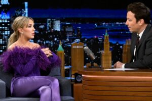 Millie Bobby Brown And Her Iconic Purple Pants On "Tonight Show"