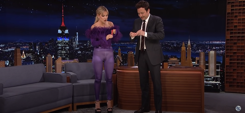 Millie Bobby Brown And Her Iconic Purple Pants On Tonight Show