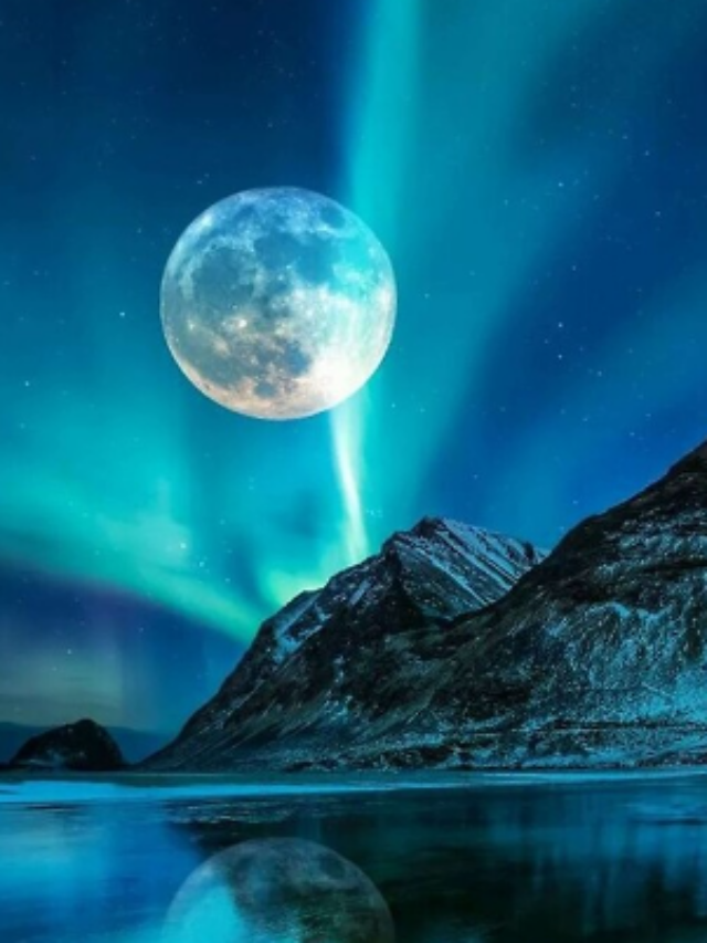 Aurora and Full Moon