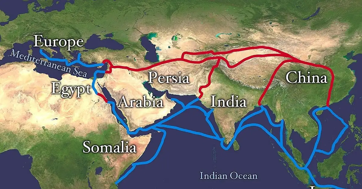Silk Route on world map