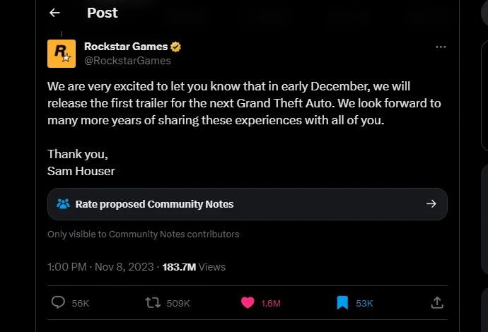 GTA 6 Trailer Teaser Sets New Record as Most Liked Gaming Tweet Ever