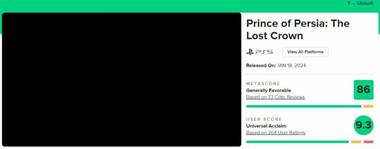 Prince of Persia: The Lost Crown Earns Top User Scores for Ubisoft on Metacritic