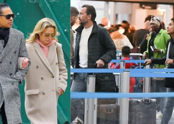 Marilee Fiebig and Andrew Shue spotted together at the JFK Airport in New York City, on Saturday